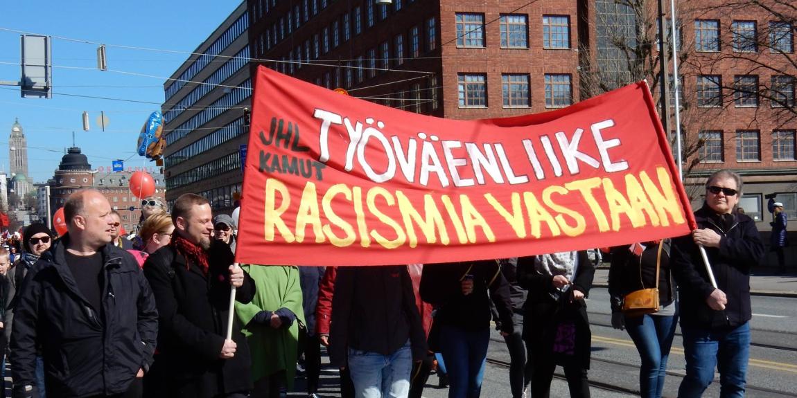 Vappumarssilla rasismia vastaan Helsingissä vuonna 2017 kuva Toivo Koivisto
