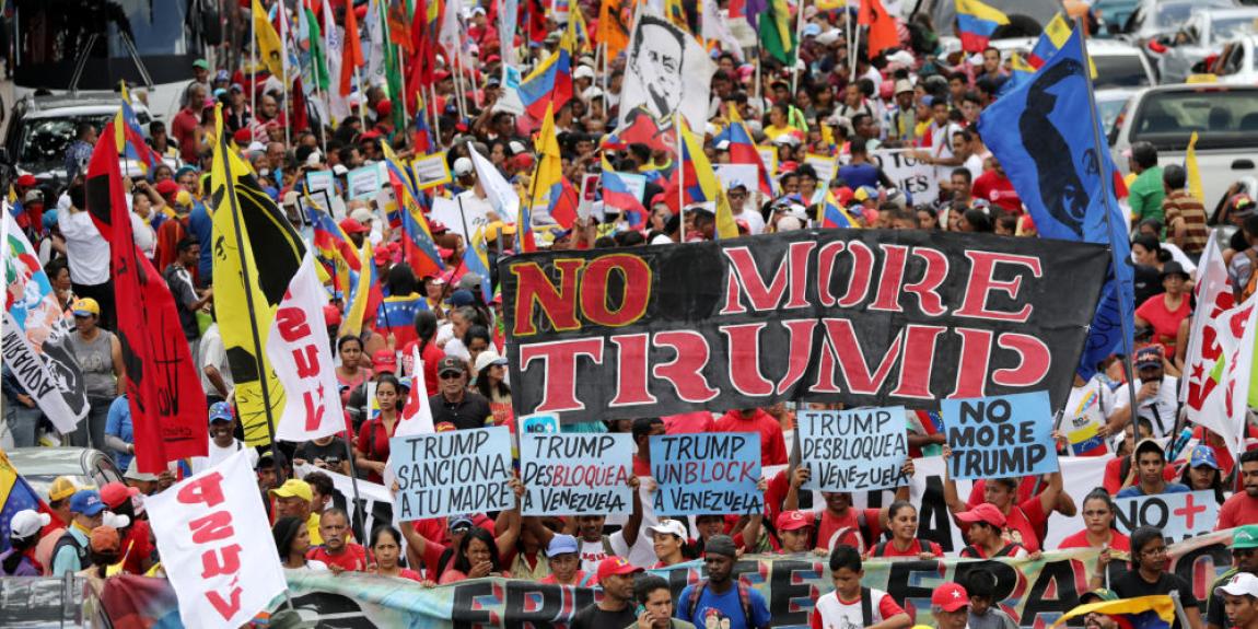 Mielenosoitus Trumpia vastaan Venezuelassa syksyllä 2019