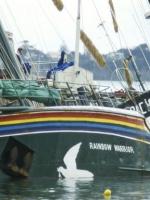 Pommitettu Rainbow Warrior Aucklandin satamassa Uudessa-Seelannissa heinäkuussa 1985. John Miller / Greenpeace 