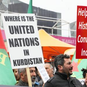 Rally against Turkish attacks against Kurds fighting Islamic State 29 August 2015 pic John Englart