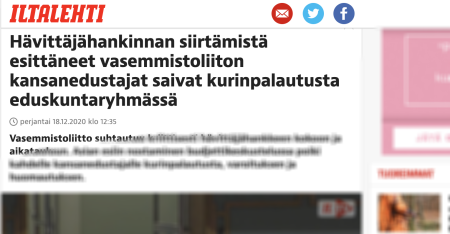 Iltalehti kuvakaappaus VAS rankaisutoimet