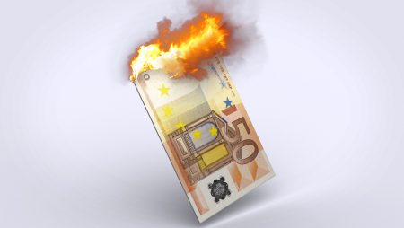 Euro liekeissä kuvituskuva
