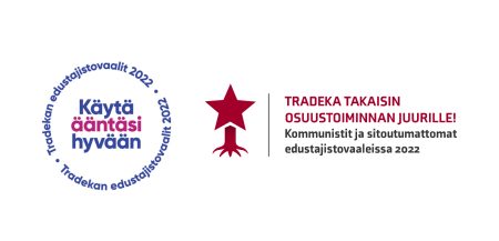Tradeka vaalilogo ja kom. ja sit. 2022