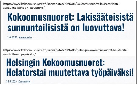 Kokoomusnuoret kannanottoja