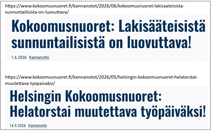 Kokoomusnuoret kannanottoja