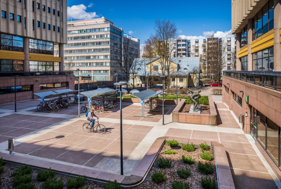 Square by Pasila Office Centre in Itä Pasila, Helsinki, Finland, 2022 May